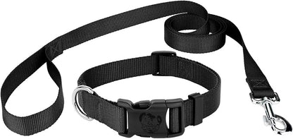 Country Brook Petz - Everyday Nylon Dog Collar and Leash - 10+ Cool Colors (1 Inch, Extra Large, Black)