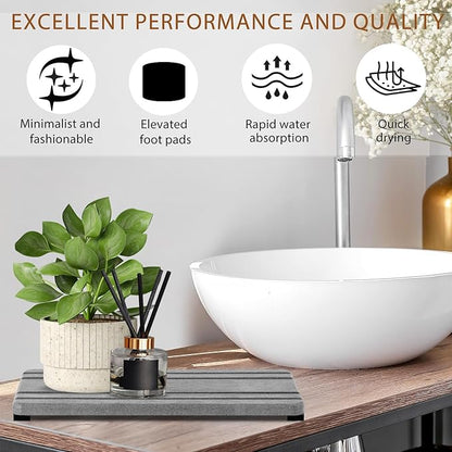 3PCS Water Absorbing Stone Tray, DryingNeat Diatomite Stone Sink Tray, Instant