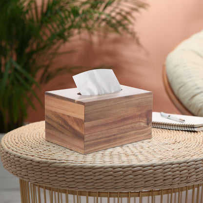 Reviaras Wooden Tissue Box Cover, Tissue Box Holder with Slide-Out Bottom, (Acacia) (Acacia-Rectangle)