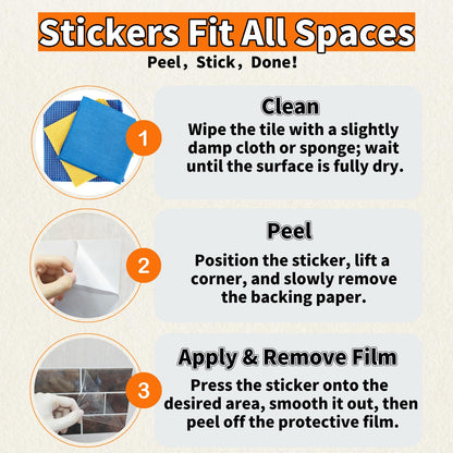 PVC Peel and Stick Tile Decals Decorative Minimalist Tile Stickers 12 Pieces Indoor Wall Decoration for Kitchen Laundry Room Bathroom Camper (Style C)