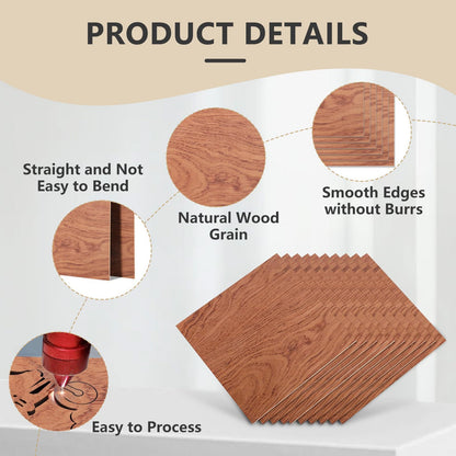 Creatorally 10 Pack Rosewood Plywood Sheets, 16.5"x11.7"x1/8" Unfinished Wood Blanks, Ideal for Laser Cutting, Engraving, DIY Crafts, Wood Burning, Sign Making & Home Decor