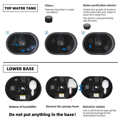 6L Humidifiers for Bedroom Large Room Home, Cool and Warm Humidifier for Plants Mist Top Fill Desk Humidifier Essential Oil Diffuser, Quiet Humidifiers with Adjustable Mist,360°Nozzle-Midnight Black