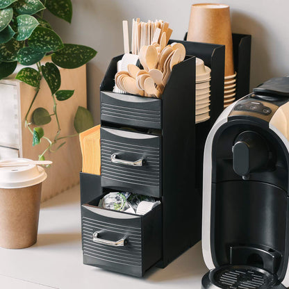 Navaris Large Coffee Station Organizer - Cup and Accessories Holder for Countertop, Bar, Kitchen Counter - 12 3/8" High x 5 3/8" Wide x 11 1/4" Deep