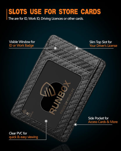 RUNBOX Card Cases Slim Wallet for Men and Women Minimalist Front Pocket RFID Blocking Leather wallets Gifts for men