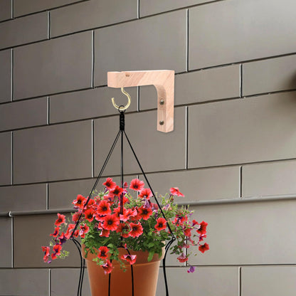 BESTonZON Wood Hanging Plant Hooks 2pcs Set, Indoor Outdoor Wall Plant Hangers with Heavy-Duty Wooden Hooks for Hanging Planters and Flower Pots