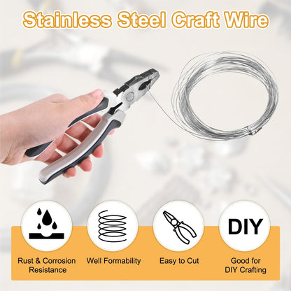 M METERXITY 18 Gauge Stainless Steel Craft Wire, 1.0mm 131 ft Bendable Floral Snare Wire for Jewelry Making/Sculpting/Armature Crafting/Floral Bonsai/DIY Crafts
