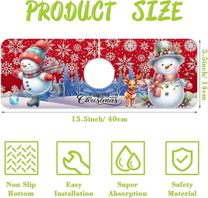 Chrismas Sink Splash Guard Faucet Mat Christmas Absorbent Fast Drying Mat Sink