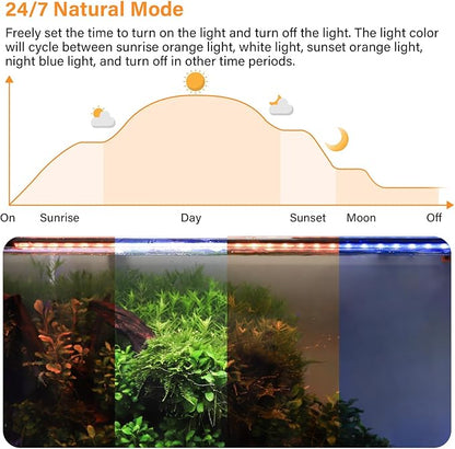 hygger Submersible LED Aquarium Light, 14W 15in 24/7 Mode Fish Tank Light with 5 Rows Beads, with Timer 9 Colors and Adjustable Brightness, Full Spectrum IP68 Waterproof Light for Fish Tank 16-27 inch