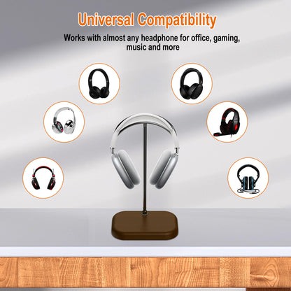 JE Walnut Headphone Stand for Desk- Universal Wood&Aluminum Headset Stand Metal Gaming Headphone Holder with Heavy Duty Base for AirPods Max, Xbox One, Sony, Beats, Most Music Headphones(Sliver)
