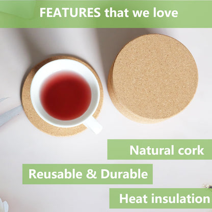 12 pcs Round Edge Cork Coasters for Drinks are Reusable Tea or Coffee Coasters, do-it-Yourself Blank Coasters, Cork Plant Coasters, Gifts for Family and Friends