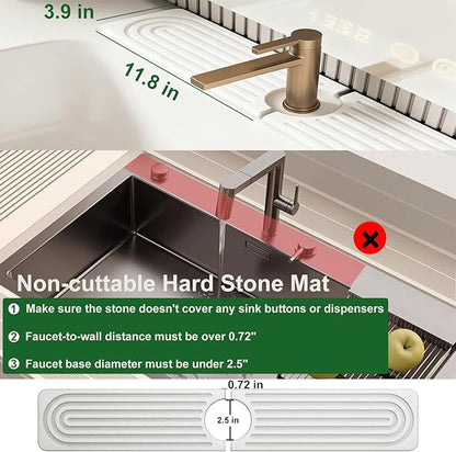Stone Faucet Mat for Kitchen Sink, Diatomite Drying Stone Mat & Sink Protectors