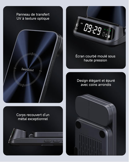 Wireless Charger for iPhone 17/16/15/14/13/12 Series, 3 in 1 Charging Station for Apple Watch 11/10/9/8/7/6, Ultra 3/2, for AirPods Pro 3/Pro 2/4/3, SwanScout 708A (NO Adapter)