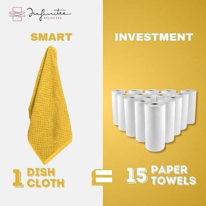 Infinitee Xclusives Premium Dish Cloth 100% Cotton 12 x 12 Inches |Pack of