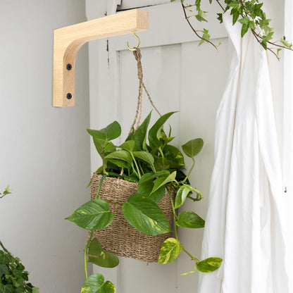 Upriver 2 Pack Wooden Plant Hanger Hooks, Wall Mounted Hanging Basket Hooks for Indoor Outdoor Flower Pots Wind Chime Lanterns Balcony Patio Garden Decoration