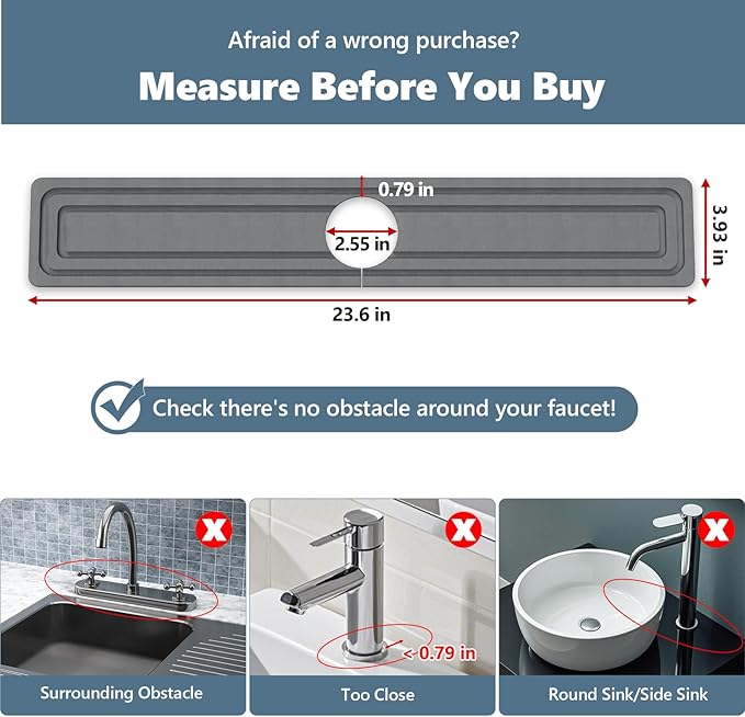 Faucet Mat for Kitchen Sink, Rapidly Absorbing Diatomite Fast Drying Stone