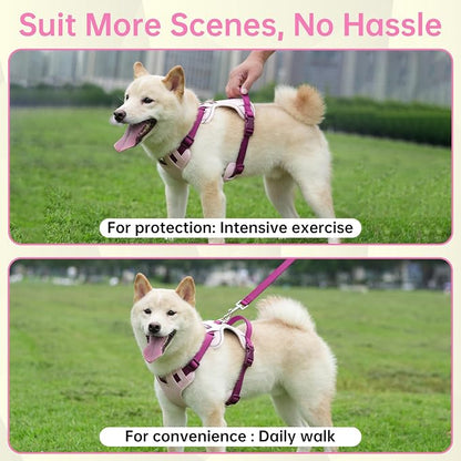 Dog Harness and Leash Set with Collar, No Pull Reflective Pet Vest Harness with Control Handle for Medium Large Dogs Walking and Training