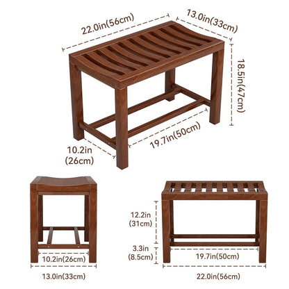 Azlafu Rubber Wood Shower Bench, Non-Slip Waterproof Wooden Shower Stool for Adults & Elderly, Sturdy Bath Seat for Inside Shower or Tub – 24.02" D x 14.96" H x 6.3" W