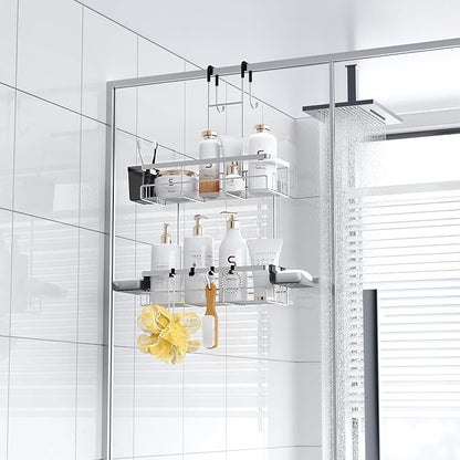 Over the Door Hanging Shower Caddy: Rustproof Hanging Organizer over the Door