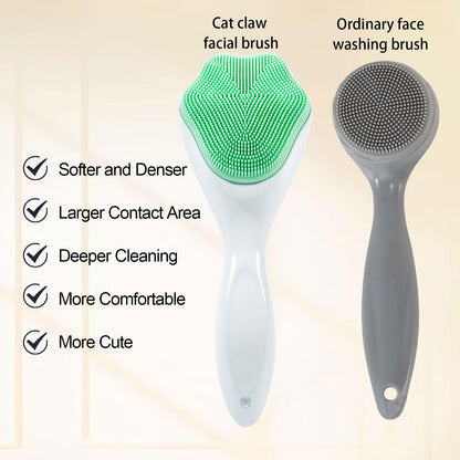 2 Pack Silicone Face Scrubber Exfoliating Brush, Manual Handheld Facial Cleansing Brush Blackhead Scrubber, Soft Bristles Waterproof for Face Skincare (Round-Pink)
