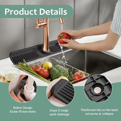 24 Inch Faucet Mat for Kitchen Sink Silicone Folding Faucet Mat for Bathroom