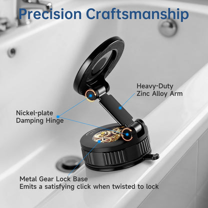 NibulaSpark Vacuum Magnetic Shower Phone Holder for Bathroom, Kitchen, Car- Hands Free Mirror Phone Holder, 360° Adjustable Suction Cup Phone Mount for iPhone Android, Gift for Men Women, Graduation