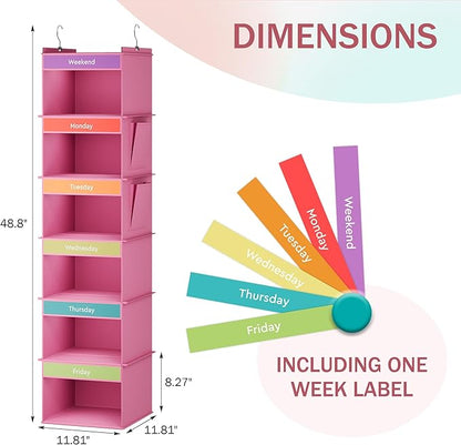 YOUDENOVA 6-Shelf Weekly Hanging Closet Organizer, Weekly Clothes Organizers