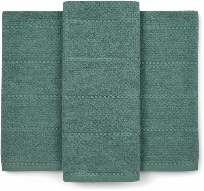 Serafina Home Dark Emerald Green Kitchen Hand Dish Towels: Oversized 28" x 18"