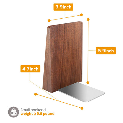 DRELIFAM Walnut Book Ends Heavy Duty Handmade Book Ends for Shelves Decorative Bookends to Hold Heavy Books (Black Walnut Wood Small)