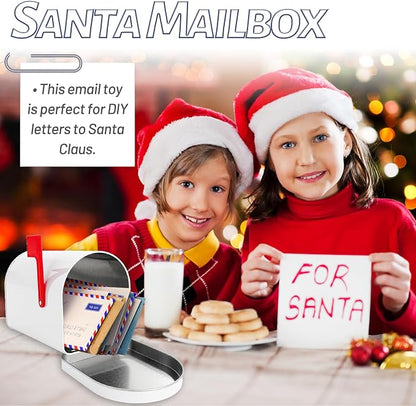 Mini Mailbox,6 x 4 Inch Small White Tin Mailboxe,Present Mail Box Decor,Outdoor Indoor,Role Playing,Mail House