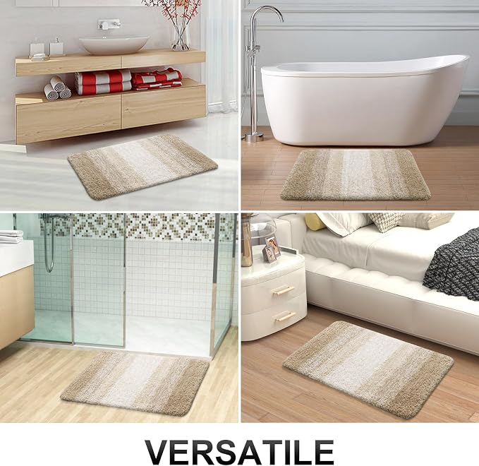 OLANLY Bathroom Runner Rugs Mat 59x24, Extra Soft Absorbent Microfiber Bath Rugs, Rubber Backing, Quick Dry, Washable Long Bath Mats for Bathroom Floor, Tub and Shower, Home Decor Accessories, Tan