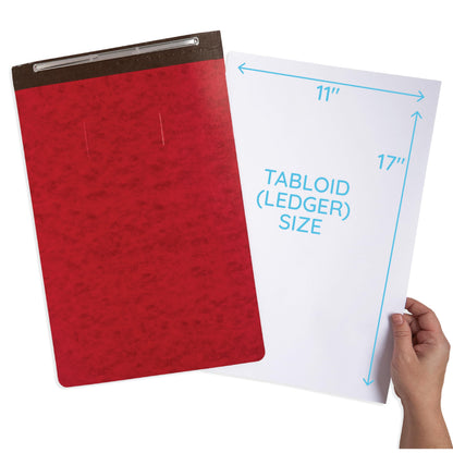 Blue Summit 10 Pressboard Report Covers with Fasteners, 11x17 Folder for Blueprints, 11x17 Portfolio Binder, 3” Capacity, Red, 10 Pack