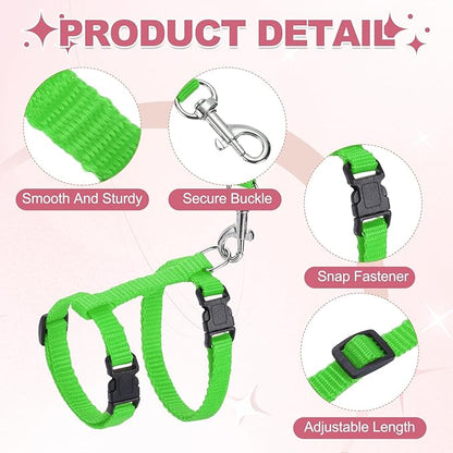 Rabbit Harness and Leash, Escape Proof Bunny Cat Leash Small Animal Harness Soft Adjustable Buckle(2Pcs, Grass Green/Sapphire) for Bunny Kitten Cats Puppies Walking Hiking
