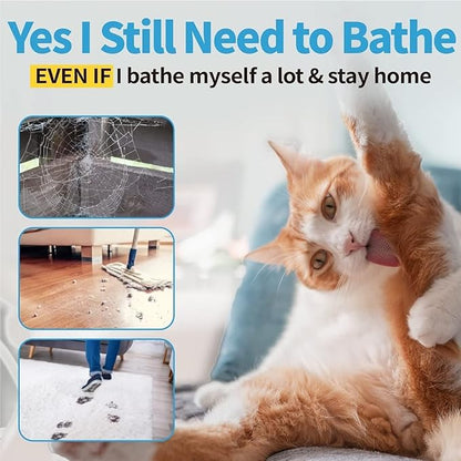 Mooncat Waterless Cat Shampoo + 2-in-1 Cat Bath Brush Set, No Rinse Dry Foam Bath for Short Hair Cats & Kittens, SGS-Tested Lick-Safe, Veterinarian Approved & pH-Balanced, Brush, 5 oz