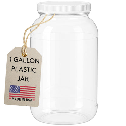 kitchentoolz 1 Gallon Plastic Jar with Airtight Lid – Wide Mouth Food Storage Container – Clear PET Canister – Made in USA