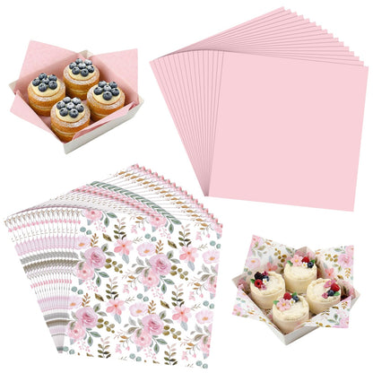 Honeydak 200 Pcs Pink Watercolor Roses Wax Paper Sheets 7 Inch Deli Paper Sheets Floral Food Basket Liners for Sandwich Burger Greaseproof Food Wrapping, Bridal Shower, Wedding, Mother's Day Gift Wrap