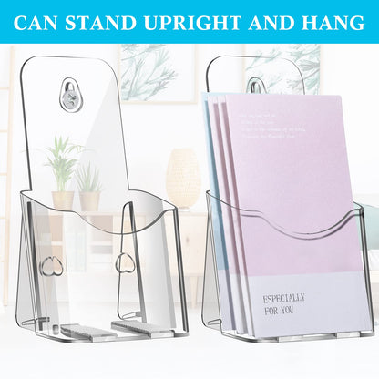 Yookeer 20 Pieces Acrylic Brochure Holder 4 x 8 Inches Rack Card Holder Clear Pamphlet Holders Display Stand for Vendors, Brochure, Trifold, Magazine, Pamphlet, Booklets