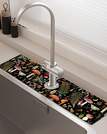 Patterned Sink Faucet Mat Kitchen Splash Guard Super Absorbent Drying Mat
