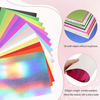 MECCANIXITY 20 Sheets Metallic Foil Paper, A4 Thick 250gsm Cardstock Foil 8.3" x 11.7" Shiny Mirror Glitter Paper Sheets for Crafts Scrapbooks Cards Party Decorations, Light Green