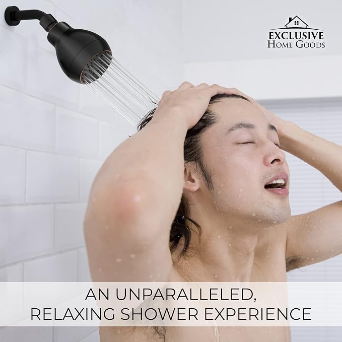 High Pressure Shower Head - Powerful Deluxe Bathroom Showerhead with Strong Spray Stream and Small Silicone Nozzles - Universal Fit Works with High and Low Water Flow Showers