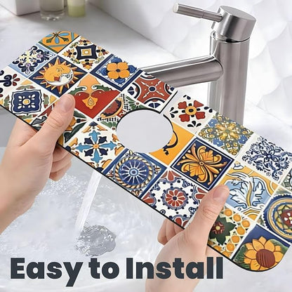 2Pcs Dish Drying Mats Faucet Mats Sets Large Size Coffee Mats Sink Faucet Mat