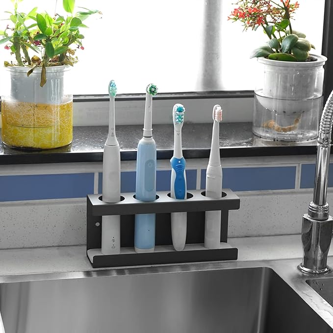 Wall Mounted Electric Toothbrush Holder, 4 Slots Stand