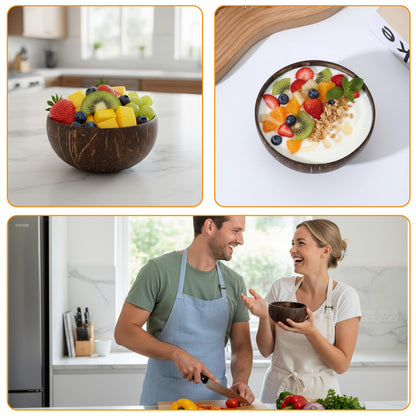 PercyEffie 14 Pcs Coconut Shell Bowls, Polished Wooden Bowls Natural for Acai Salad and Vegan Gifts Vegan Gifts Kitchen Decor