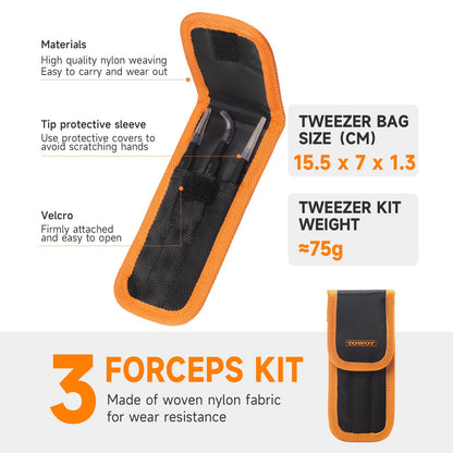 TOWOT 3 PCS Precision Tweezers Set, Premium Anti-static Stainless Steel Electronics Tweezers for Craft, Soldering, Jewelry Making, and Experimental Work Industrial Tweezers