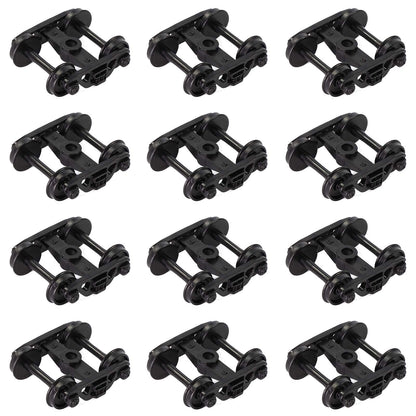 Evemodel 12pcs Model Train Bogie with Plastic Wheels 1:87 HO Scale 33" Model Railway Accessories (Style A)