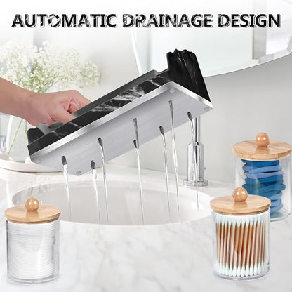 Marble Bathroom Countertop Organizer, Toothbrush Holders
