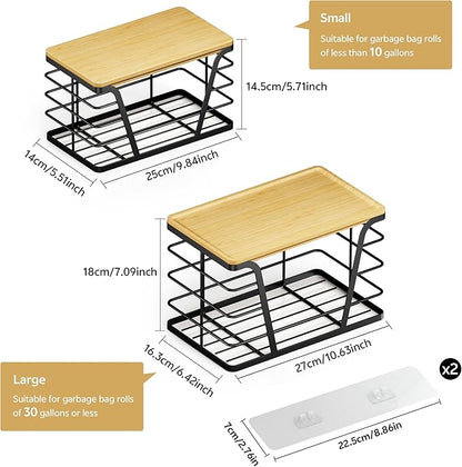 2 Pack Stackable Storage Laundry Kitchen Organizers, Wall Mount Trash Bag Holder