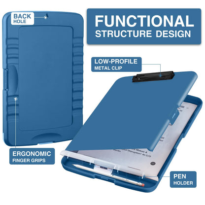 Sooez Clipboards with Storage, High Capacity Clip Boards 8.5x11 with Pen Holder, Heavy Duty Plastic Paper Organization Folder Cases, Letter / A4 Size for Nurse Teachers, School & Office Supplies