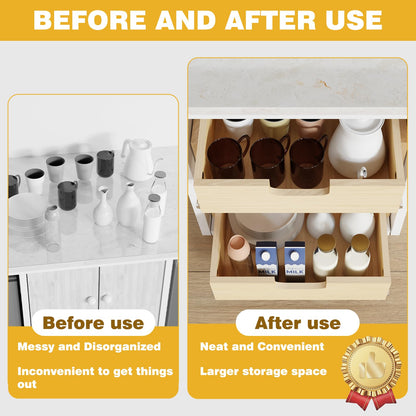 Pull Out Cabinet Organizer, 26''W×21''D×16''H Soft Close Slide Out Wooden Pull out Drawers, Double Tier Slide out Wood Cabinet Organizer, for Base Cabinet Organization in Kitchen, Pantry, Bathroom