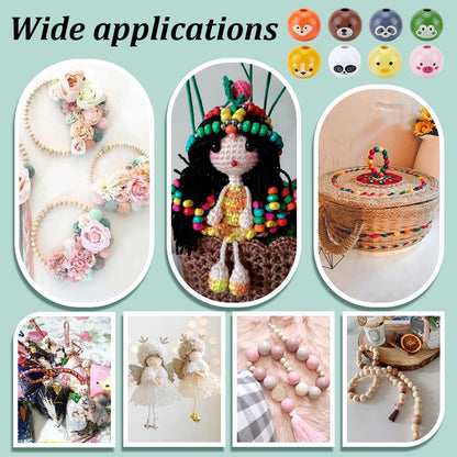 PH PandaHall 80PCS Animal Printed Wood Beads, 8 Style 19mm Wooden Farmhouse Animals Beads with Dog Pig Fox Bear Frog Pattern Round Wood Bead for DIY Jewelry Making Christmas Decorations 5mm Hole