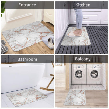 Vlolentlla Marble Print Memory Foam Bath Mat Rug, Bathroom Floor Mat Non-Slip Washable Bathmat Doormat for Tub Shower Mat Room Entryway Home Décor, 20x31.5in